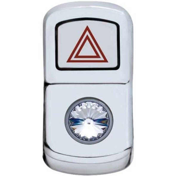 Chrome Hazard Rocker Switch Cover With Clear Jewel  For Peterbilt 2006-Newer