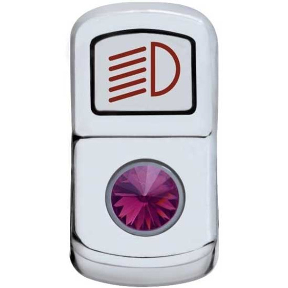 Chrome Headlight Rocker Switch Cover With Purple Jewel  For Peterbilt 2006-Newer