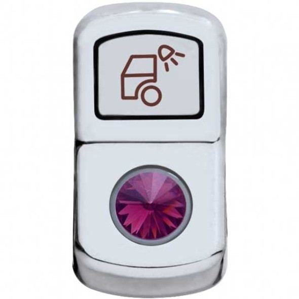 Chrome Load Light Rocker Switch Cover W/ Purple Jewel  For Peterbilt 2006-Newer