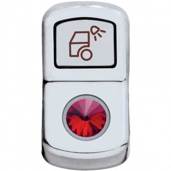 Chrome Load Light Rocker Switch Cover W/ Red Jewel  For Peterbilt 2006-Newer
