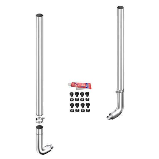 6 X 72 Inch Flat Top Stack Kit W/ 6-5 LD 90-Deg Elbow, W/ Out Tee, Non- Unibilt W/ Out Cab Brackets By Lincoln Chrome Fits Peterbilt 378, 379 & 389 Glider