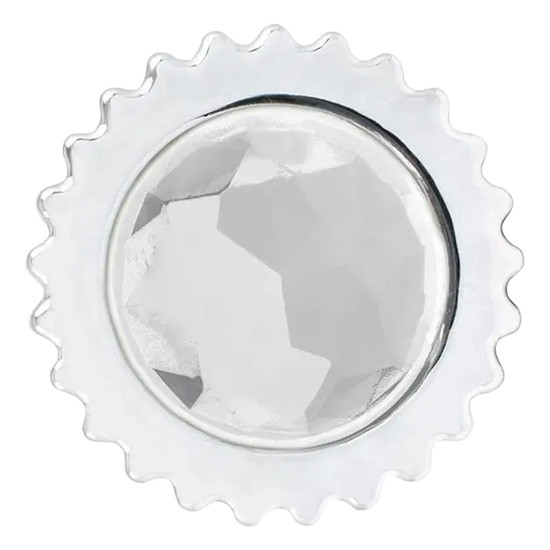 33Mm Chrome Bullet Flat Top Screw On Lug Nut Cover With Clear Jewel