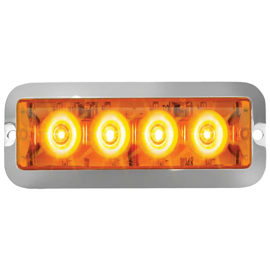 75 Inch 4. Rectangular 4 Diode Strobe Light - Amber Led / Clear Lens