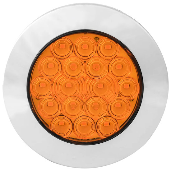4 Inch Fleet Flange Mount Park Turn Clearance Light With Chrome Twist-On Bezel - Amber Led / Amber Lens
