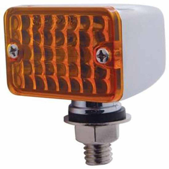 Small Rectangular Auxiliary Light W/ Chrome Housing - Amber Lens
