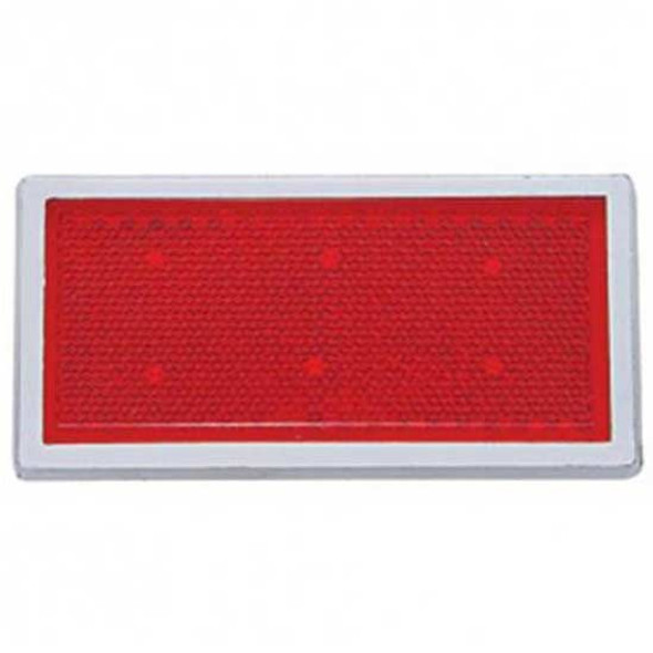 Rectangular Reflector W/ Chrome Bezel, Quick Mount - Red Lens