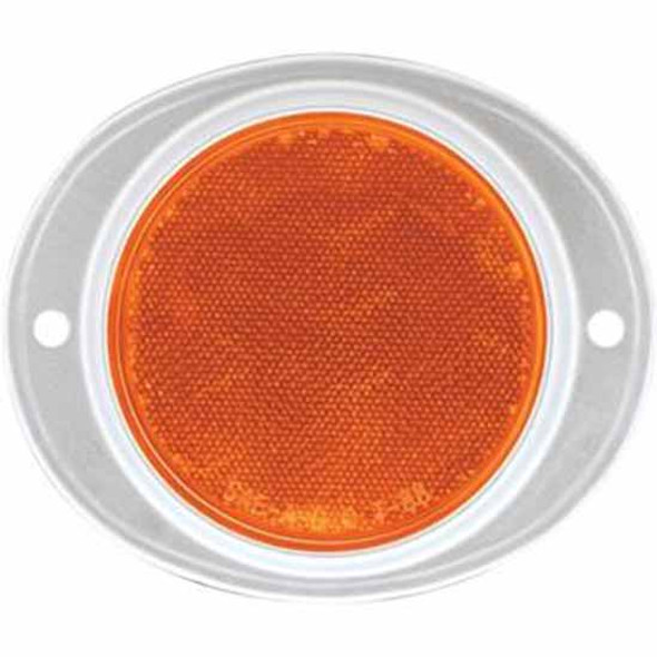 3 3/16 Rnd Reflector W/ Aluminum Mount Base - Amber