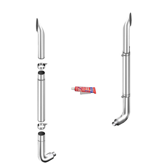 LC 7 X 120 Chrome Short 30 Turn Exhaust Kit W/ 7-5 Inch Long Drop Elbows, W/ Out Tee & 55 Inch Quiet Spool Fits Peterbilt 359