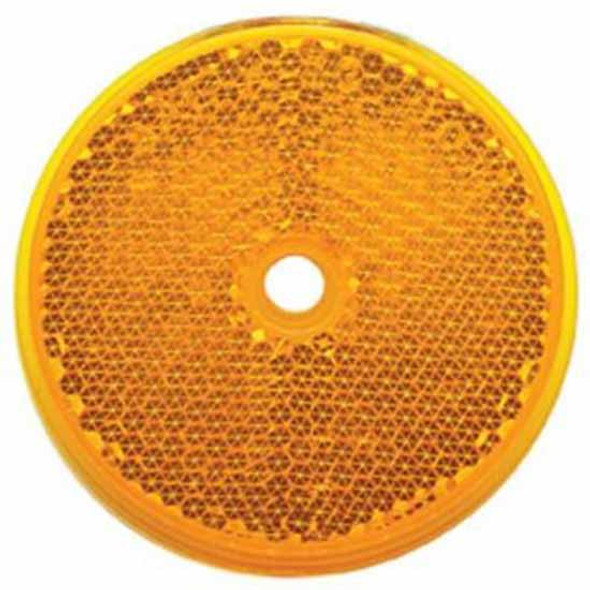 3 3/16 Inch Round Center Bolt Reflector, Quick Mount - Amber