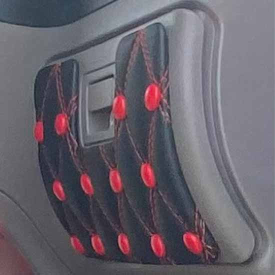 Ez Pete Glovebox Cover With Black Back Panel, Legendary Red Buttons And Scarlett Double Stitch Thread For Peterbilt 389