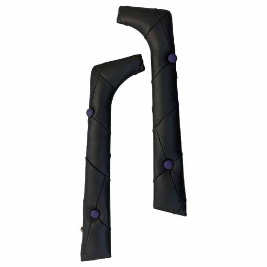 Tan A Pillar Covers With Purple Buttons For Peterbilt 2006 And Newer