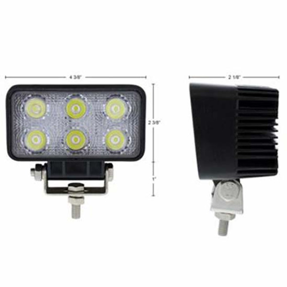 6 High Power LED Rectangular Driving Work Light W/ Pedestal Mount - 1150 Lumens