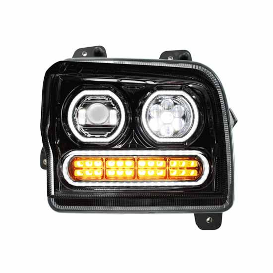 Black High Power 10 Led Headlight- Passenger Side For Kenworth W990
