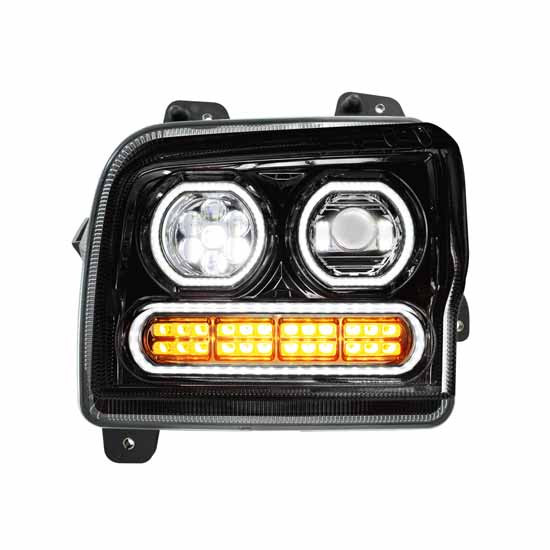 Black High Power 10 Led Headlight- Driver Side For Kenworth W990