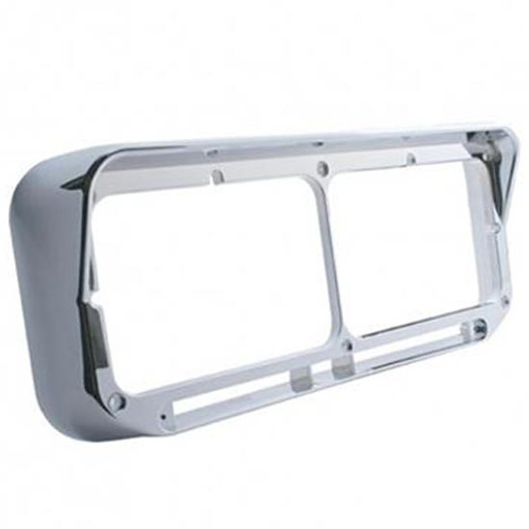 Chrome Rectangular Dual Headlight Bezel W/ Visor LED Cutout