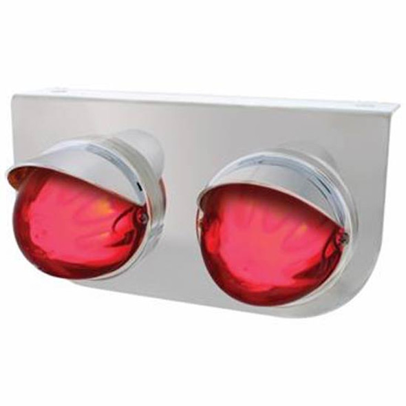 Stainless Steel Light Bracket W/ 2 Watermelon 9 LED Dual Function Glo Light & Visors - Red LED/ Red Lens