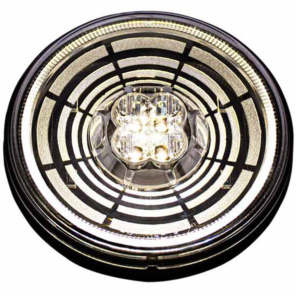 4 Inch 13 LED Round ABYSS Light - Turn Signal - White LED / Clear Lens