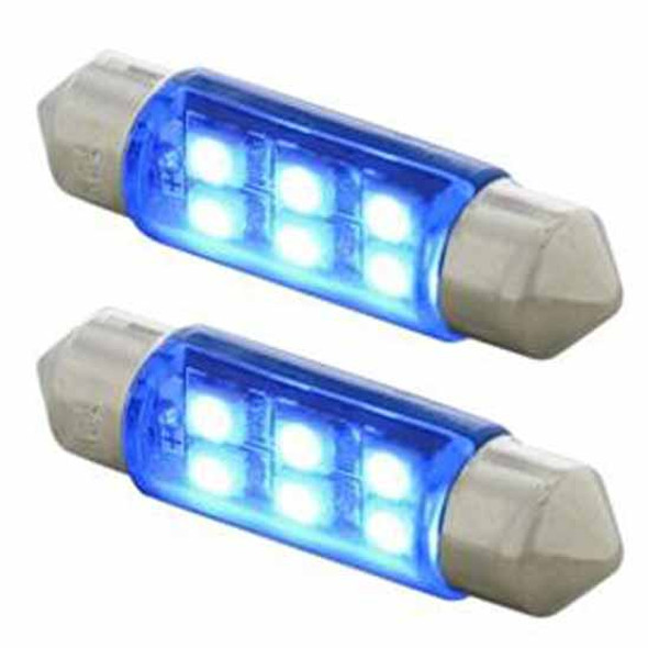 SMD LED 6418/6461-36MM Light Bulb W/ 6 Micro LEDs - Blue 2 Pack