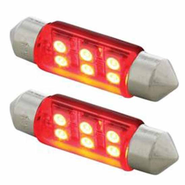 SMD LED 6418/6461-36MM Light Bulb W/ 6 Micro LEDs - Red 2 Pack