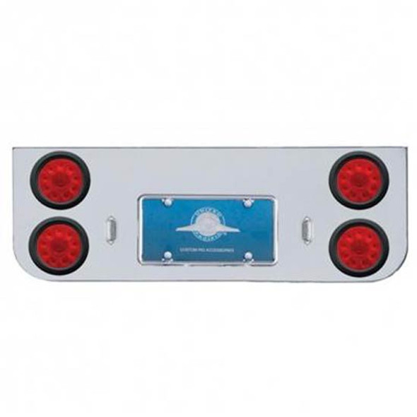 Chrome Rear Center Panel 10 Led 4 Inch Lights And Grommets - Red Led/ Red Lens 4 Light Count Total
