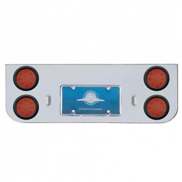 Chrome Rear Center Panel 12 Led 4 Inch Reflector Lights And Grommets - Red Led/Red Lens 4 Light Count Total