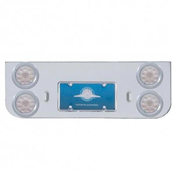 Chrome 34 Inch Rear Center Panel W/ Four 10 LED 4 Inch Lights & Bezels - Red LED / Clear Lens