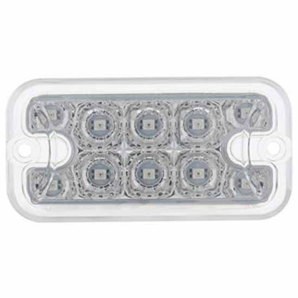 10 LED Dual Function Reflector Rectangular Light - Amber LED / Clear Lens