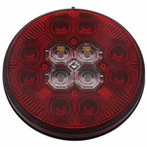 4 Inch Round Combo Light W/ 12 LED Stop, Turn & Tail 16 LED Back-Up - Red LED / Red Lens