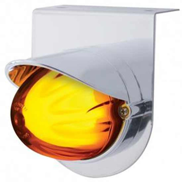 Stainless Steel Light Bracket W/ 9 LED Dual Function GLO Light & Visor - Amber LED / Amber Lens