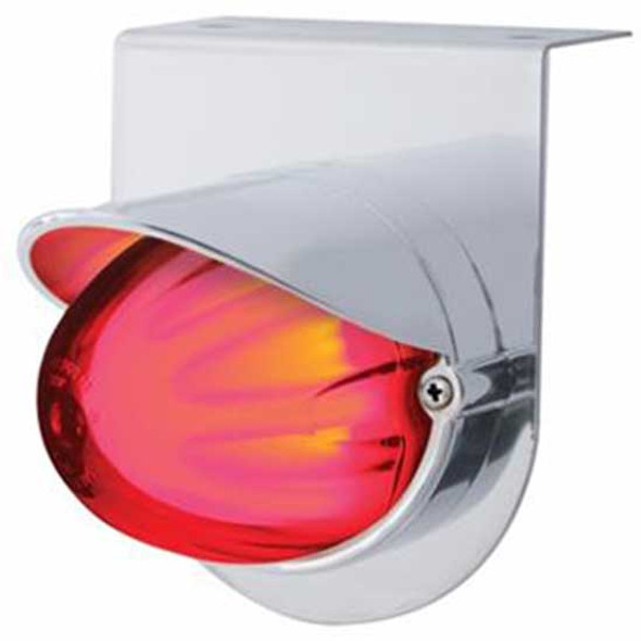 Stainless Steel Light Bracket W/ 9 LED Dual Function GLO-Light & Visor - Red LED / Red Lens