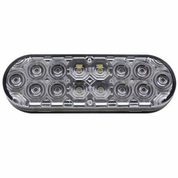 6 Inch Oval Combo Light W/ 14 LED Stop, Turn & Tail & 16 LED Back-Up - Red LED / Clear Lens