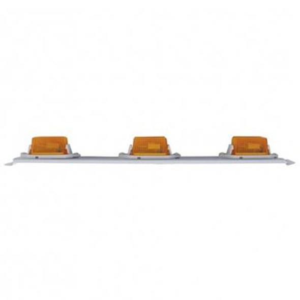 Steel Mini Identification Light Bar W/ 3 Amber Lights - Pre Wired - White Finish