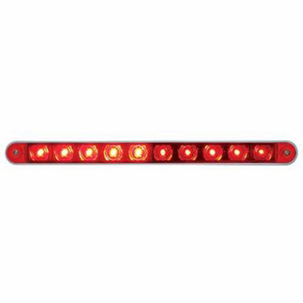 9 Inch 10 LED Split Turn Function Light Bar W/ Bezel - Red LED / Red Lens