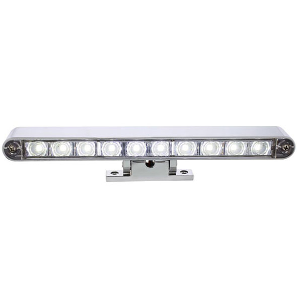 10 LED Dual Function 3rd Brake Light W/ Chrome Swivel Pedestal Base - White LED / Clear Lens