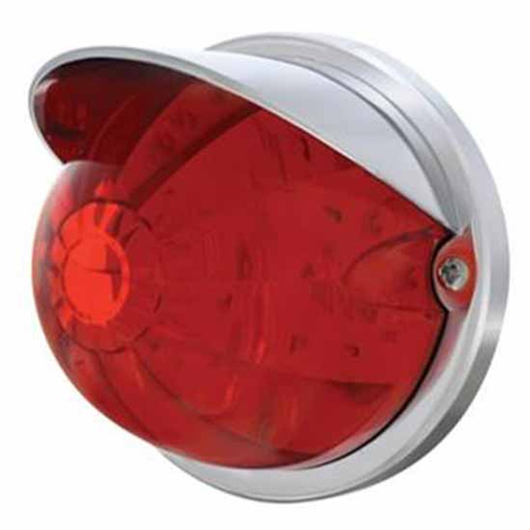 17 LED Dual Function Watermelon Marker Cab Light, Flush Mount W/ Visor - Red LED / Red Lens