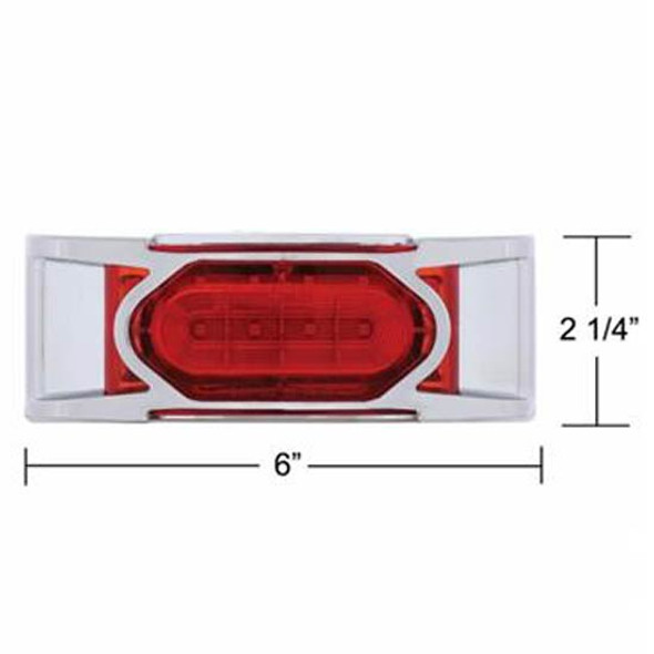 16 LED Reflector Clearance Marker Light W/ Chrome Bezel - Red LED / Red Lens