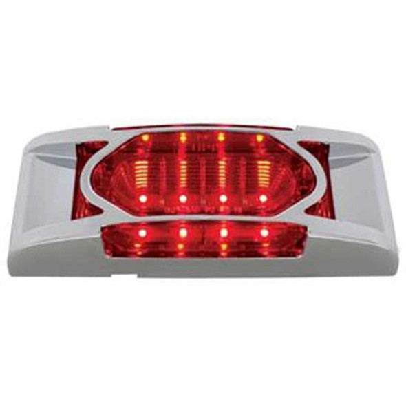 16 LED Reflector Clearance Marker Light W/ Chrome Bezel - Red LED / Red Lens