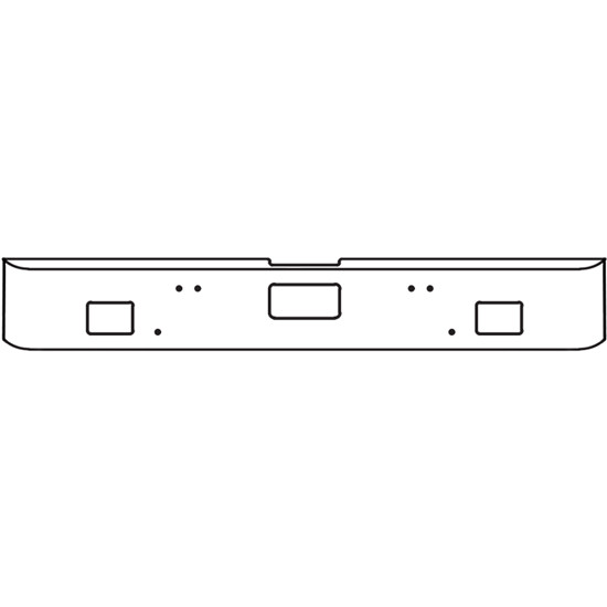 22 Inch Chrome Texas Rolled End Bumper With Stop, Square Fog Light Holes For Freightliner Coronado