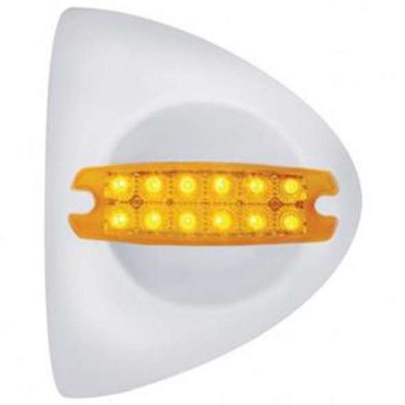 12 LED Reflector Headlight Turn Signal Light Cover - Amber LED / Amber Lens  For Peterbilt 378, 389