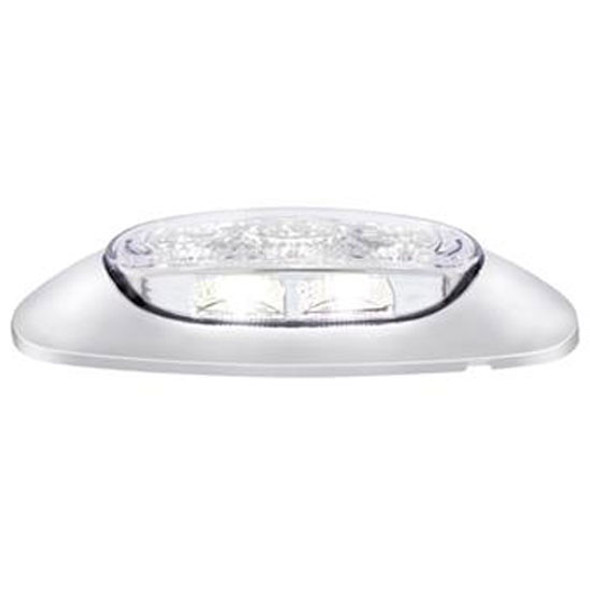5 LED Reflector Clearance Marker Light W/ Side Ditch Light - White LED / Clear Lens