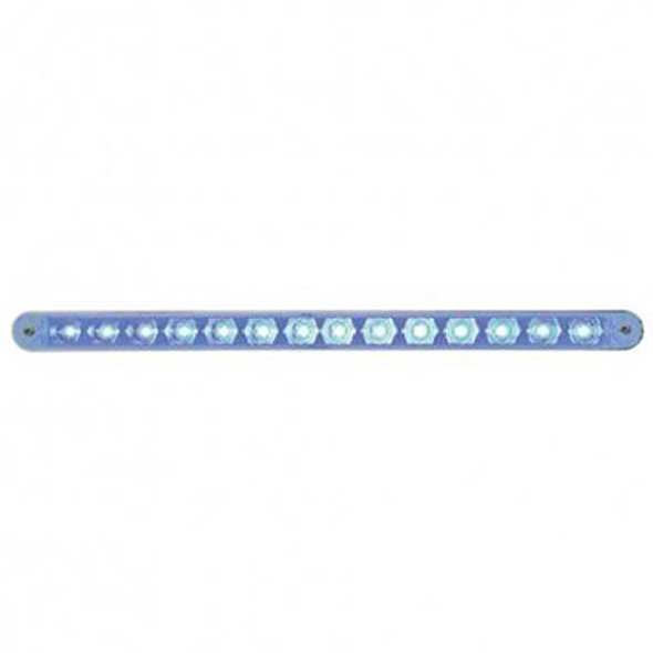 14 LED 12 Inch Auxiliary Strip Light W/ Bezel, Blue LED/ Clear Lens