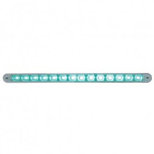 14 LED 12 Inch Auxiliary Strip Light W/ Bezel, Green LED/ Clear Lens