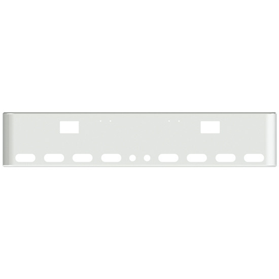 20 Inch Chrome Texas Rolled End Bumper With Holes For Hooks And 8 Oval, 2 Round 2 Inch Lights For Freightliner Classic 2000-2002