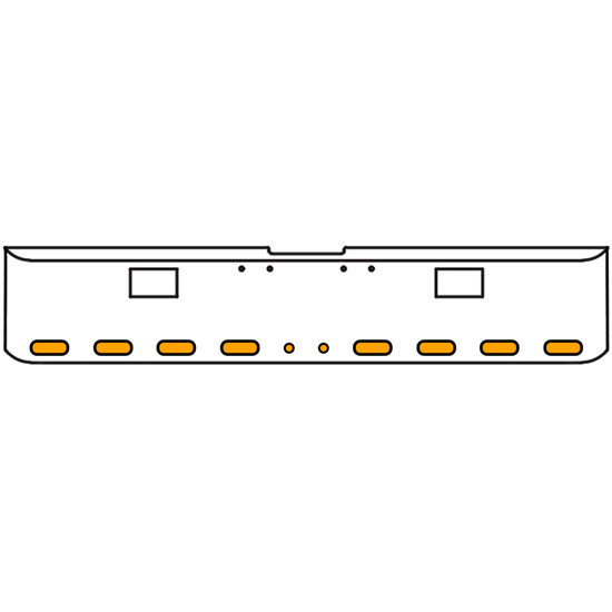 20 Inch 10 Gauge Chrome-Plated Steel Chrome Texas Square Bumper Kit With 8 Oval Clearance/ Marker/ Turn Light Amber/Clear For Freightliner Fl120/Fl132 2000-2002