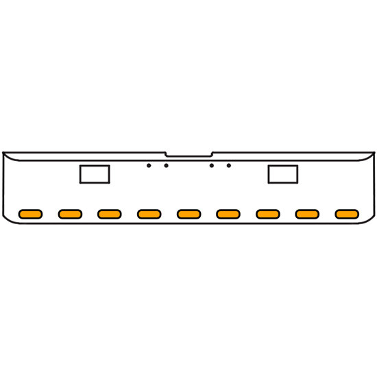 22 Inch Chrome Texas Rolled End Bumper Kit With Hook Holes And 9 Oval Amber-Clear Pearl Lights With Visors For Freightliner Classic 120, Xl 132 2000 - 2002