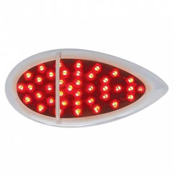 39 Diode Tear Drop Turn Signal Light W/ Chrome Flush Mount Bezel - Red LED / Red Lens