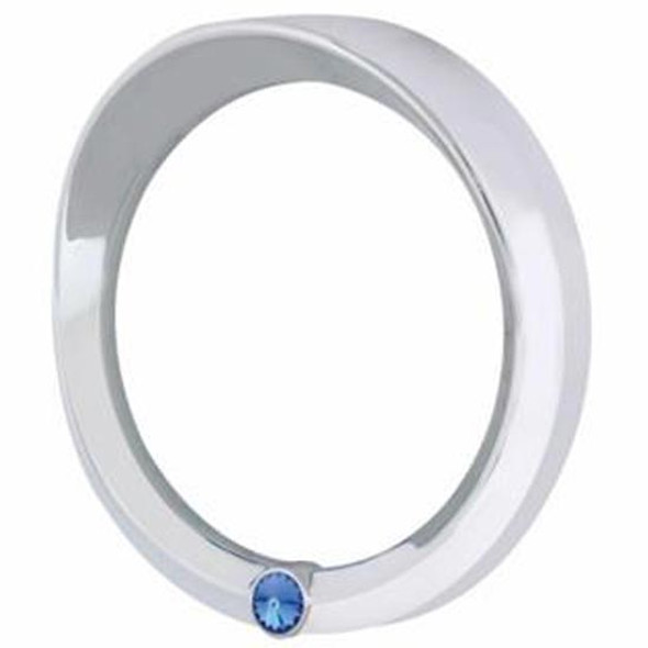 Chrome Plastic Signature Series Speed/Tachometer Gauge Bezel W/ Visor - Blue Jewel  For Peterbilt