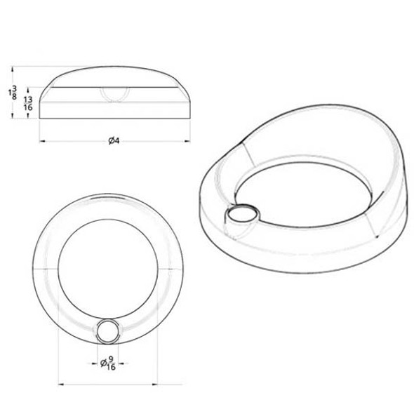 Chrome Plastic Gauge Bezel W/ Visor & Amber Jewel For 3 3/4 Inch Speed/Tachometer  For Peterbilt