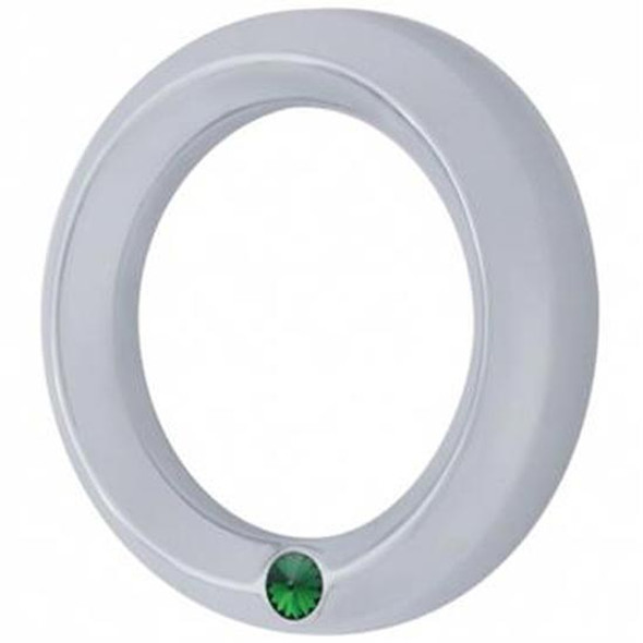 Chrome Plastic Signature Series Small Gauge Bezel - Green Jewel  For Peterbilt
