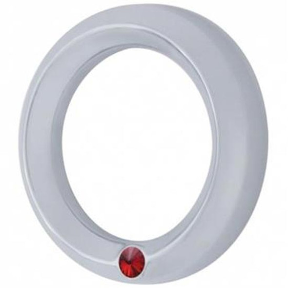 Chrome Plastic Signature Series Small Gauge Bezel - Red Jewel  For Peterbilt